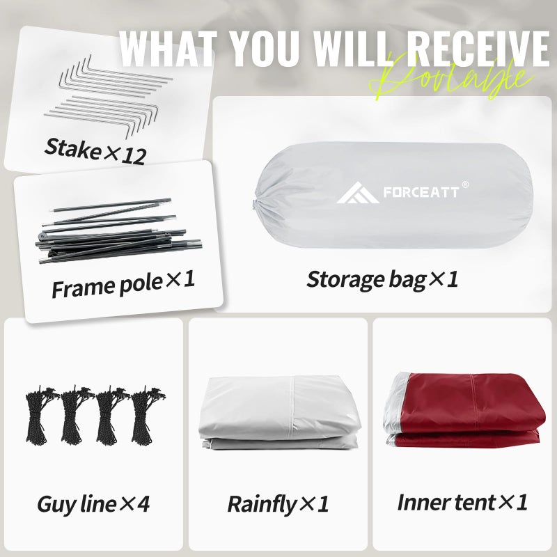 Forceatt Tent 3 Person Camping Tent, Waterproof and Windproof 3-4 Seasons Ultralight Backpack Tent, can be Installed Immediately, Suitable for Hiking, Camping, Outdoorâ€¦ - Image 5